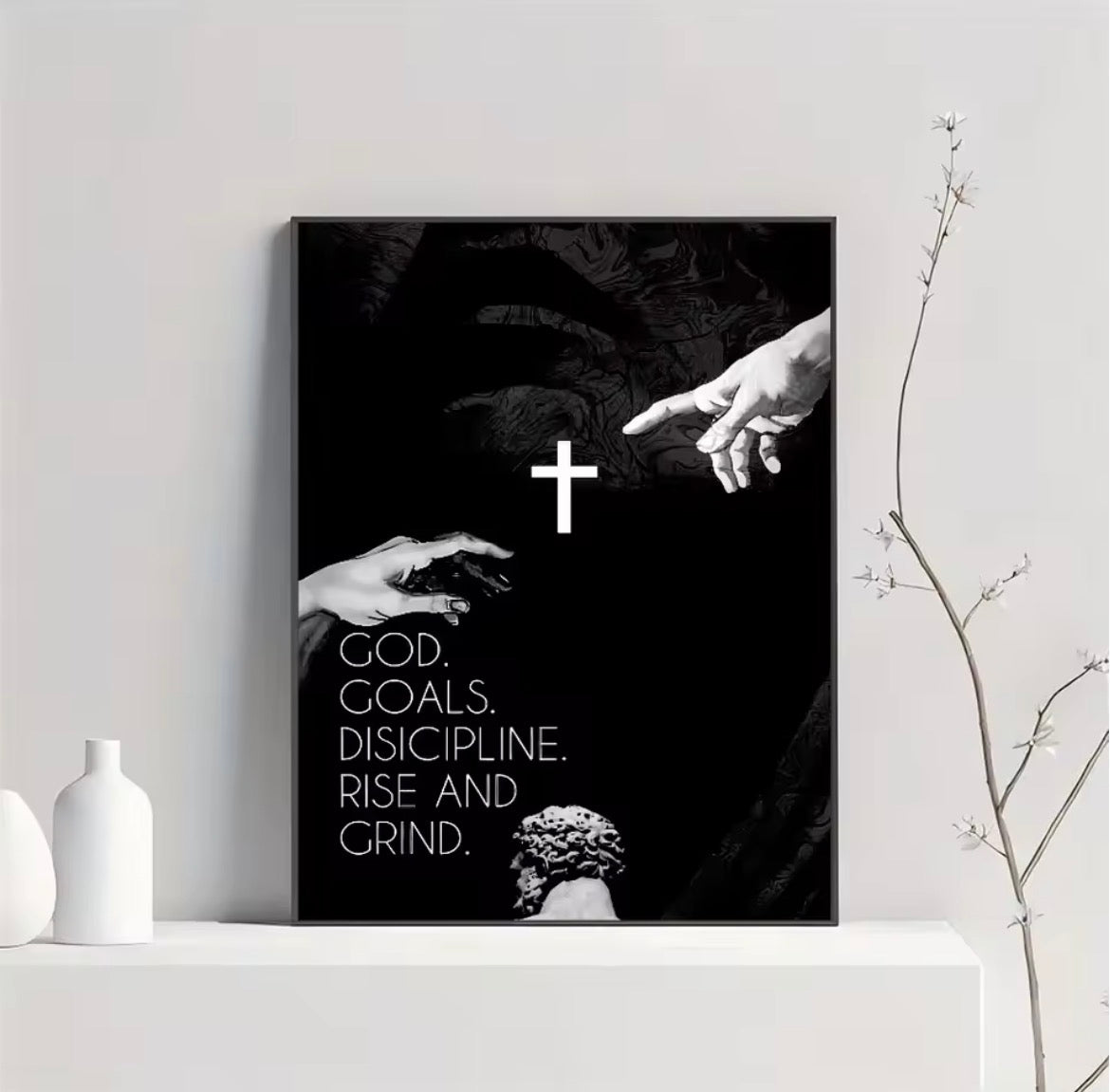 Frameless Canvas God Goals Jesus Cross Holy Light Wall Art, HD Canvas Print Poster