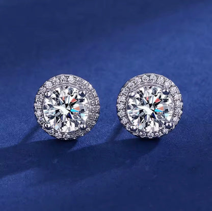 Small Round Stud Earrings with Shiny Cubic Zirconia